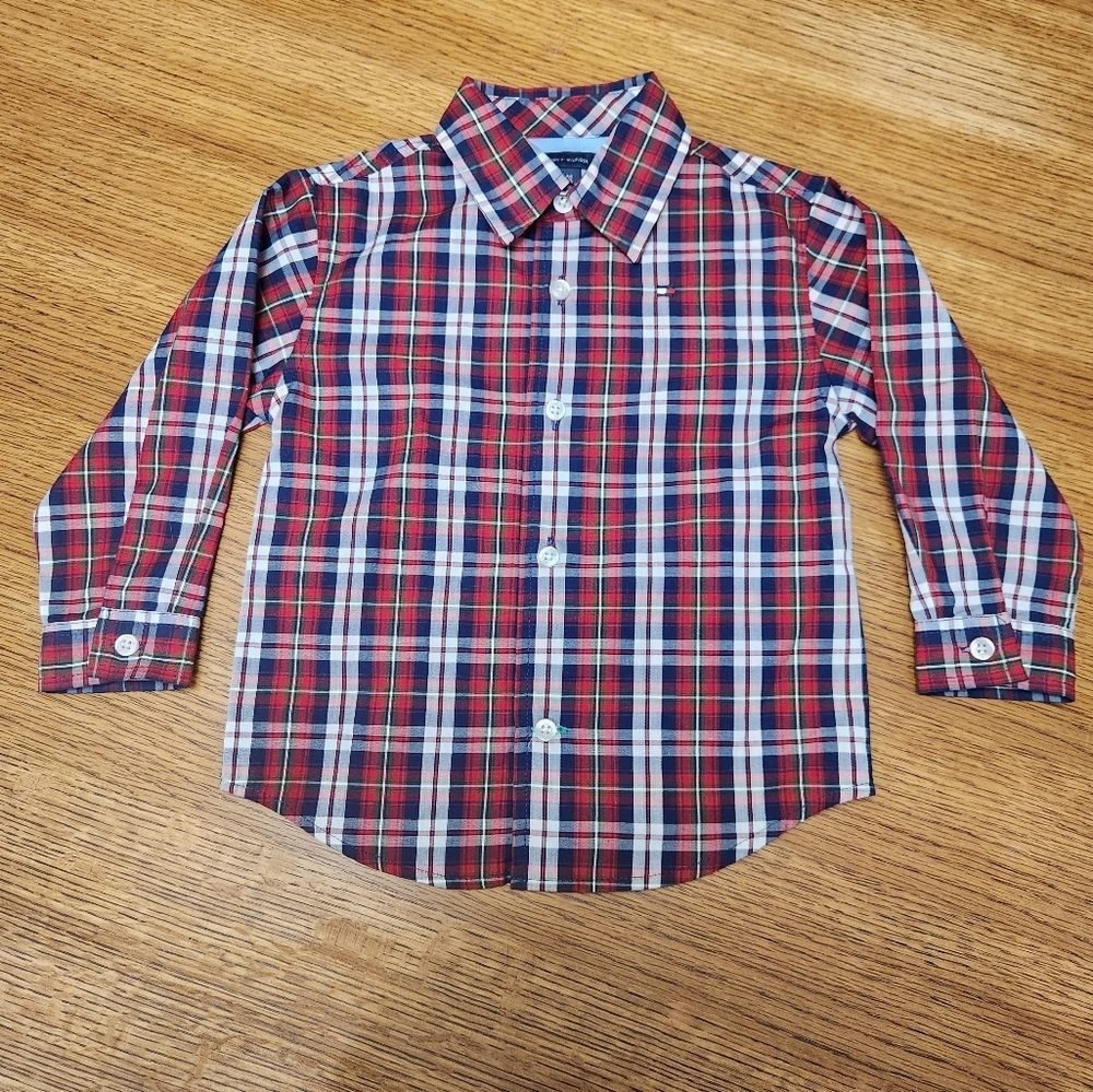 🟣Tommy Hilfiger Baby Long Sleeve Button Up in Plaid
